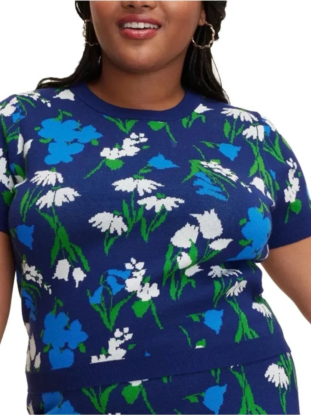 Kate Spade New York Target Navy Blue Short-Sleeve Crewneck Sweater Short Sleeve